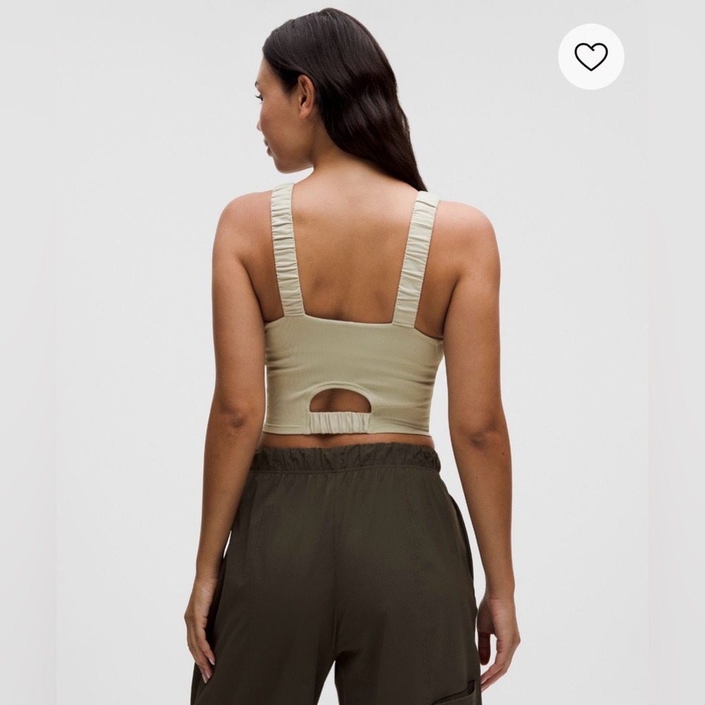 NWT Lululemon Athletica Ruched-Strap Cropped Keyhole Tank Top in Raw Linen - Picture 2 of 12